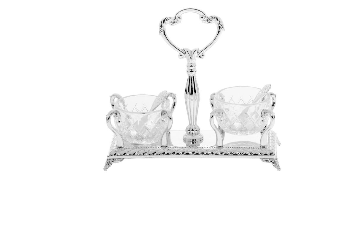 Salt and Pepper Set Double Silver Plated with handle