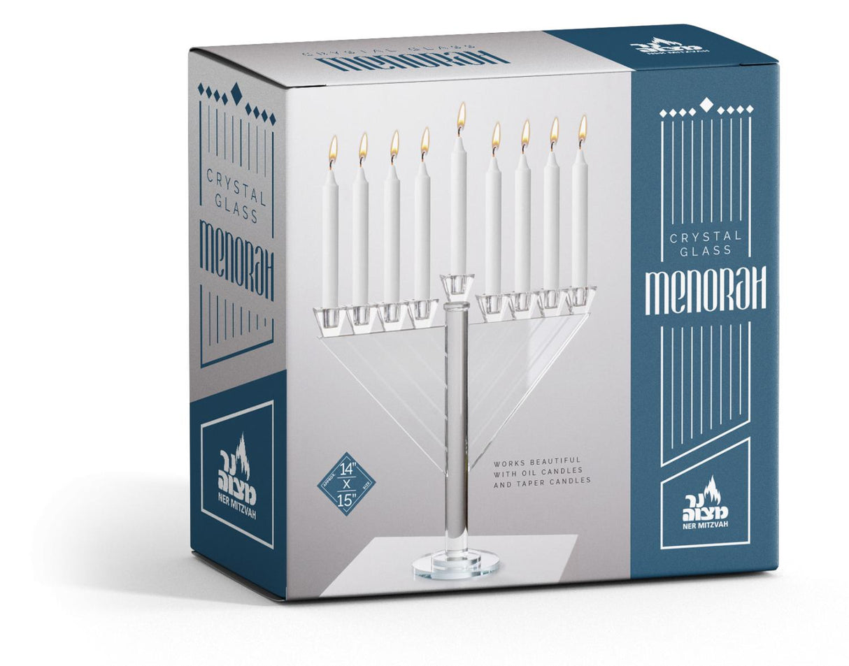 Large Crystal Glass Menorah