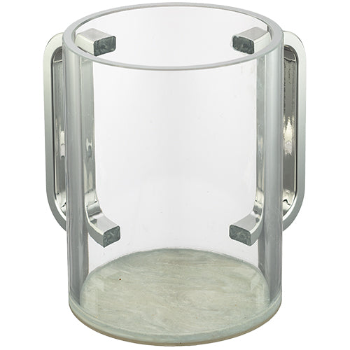 Acrilic Clear Washing Cup 13 cm - SILVER Handles