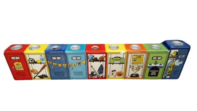 Candle Menorah (Ceramic) Painted Sports Theme