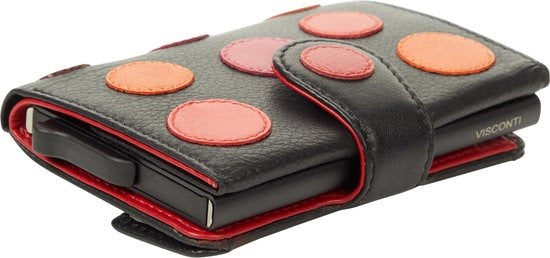 Visconti Leather Card Holder - Card Holder for Men and Women - Wallet RFID - Black Berry (P6)