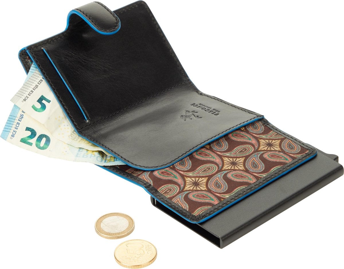 Visconti Leather Card Holder - Card Holder for Men and Women - Wallet RFID - Black (ALP97 Blk)