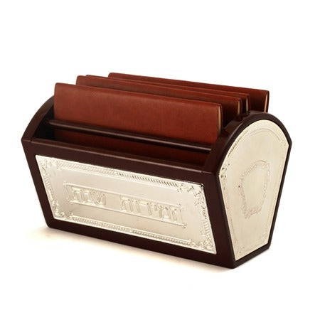 Serviets/Napkins And Zemiros/Birkon Holder - Brown Wood & Silver Plated