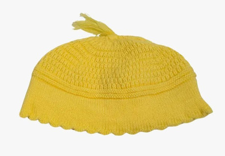 Yerushalmi Kippah Yellow Cream -Medium