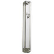 Transparent Plastic Mezuzah with Rubber Cork 15 cm- with Silver Shin