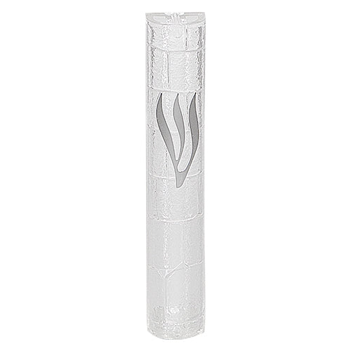 Plastic Transparent Mezuzah with Rubber Cork 15 cm- "The Kotel" with Silver Shin