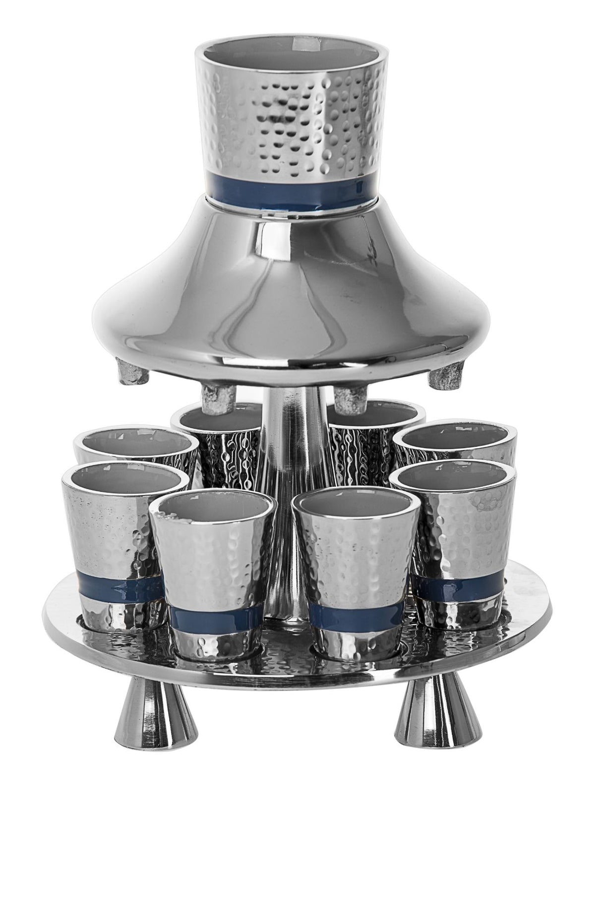 Fountain Hammered and Nickel plated with Silver Enamel inside