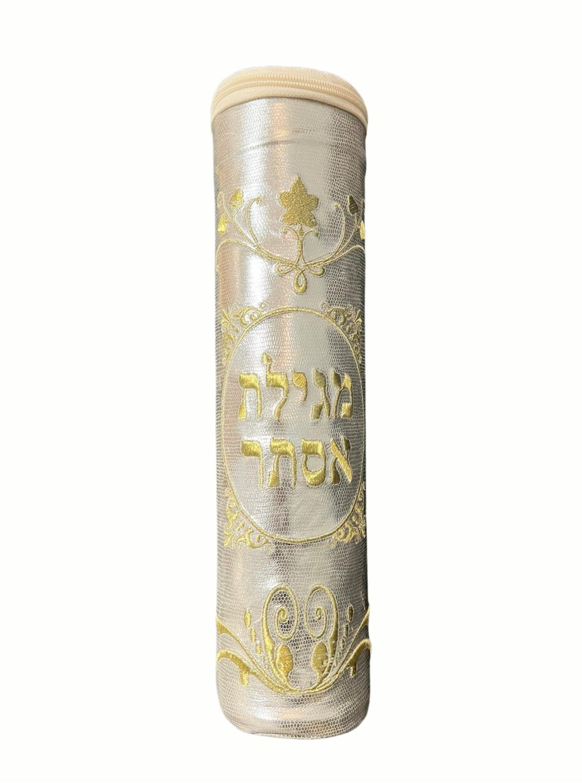 Megillah Case Genuine Leather Silver and gold MC011