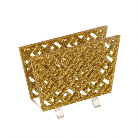 Laser Cut Standing Napkin Holder Gold Glitter