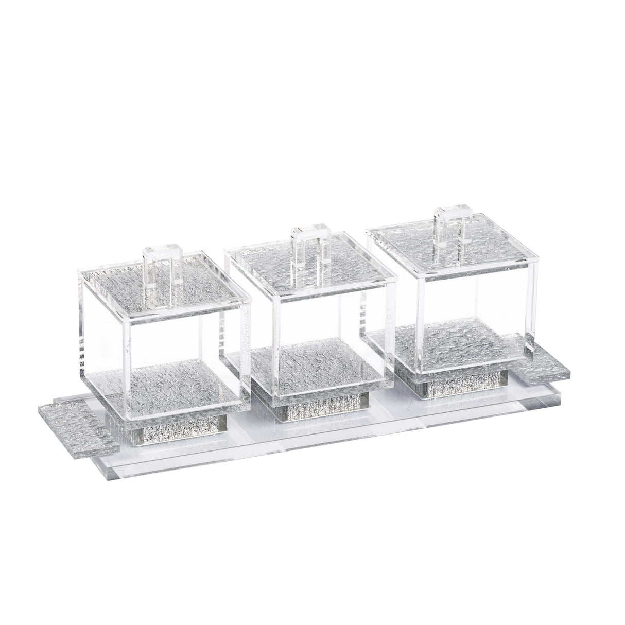 Dip Dish Set with Lids and Tray Silver Glitter