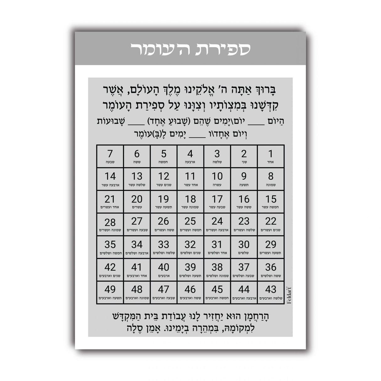 Sefiras Haomer Acrylic Fridge Magnet