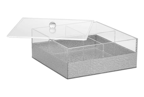 1636-S Candy Dish Silver Lucite 4 sectional