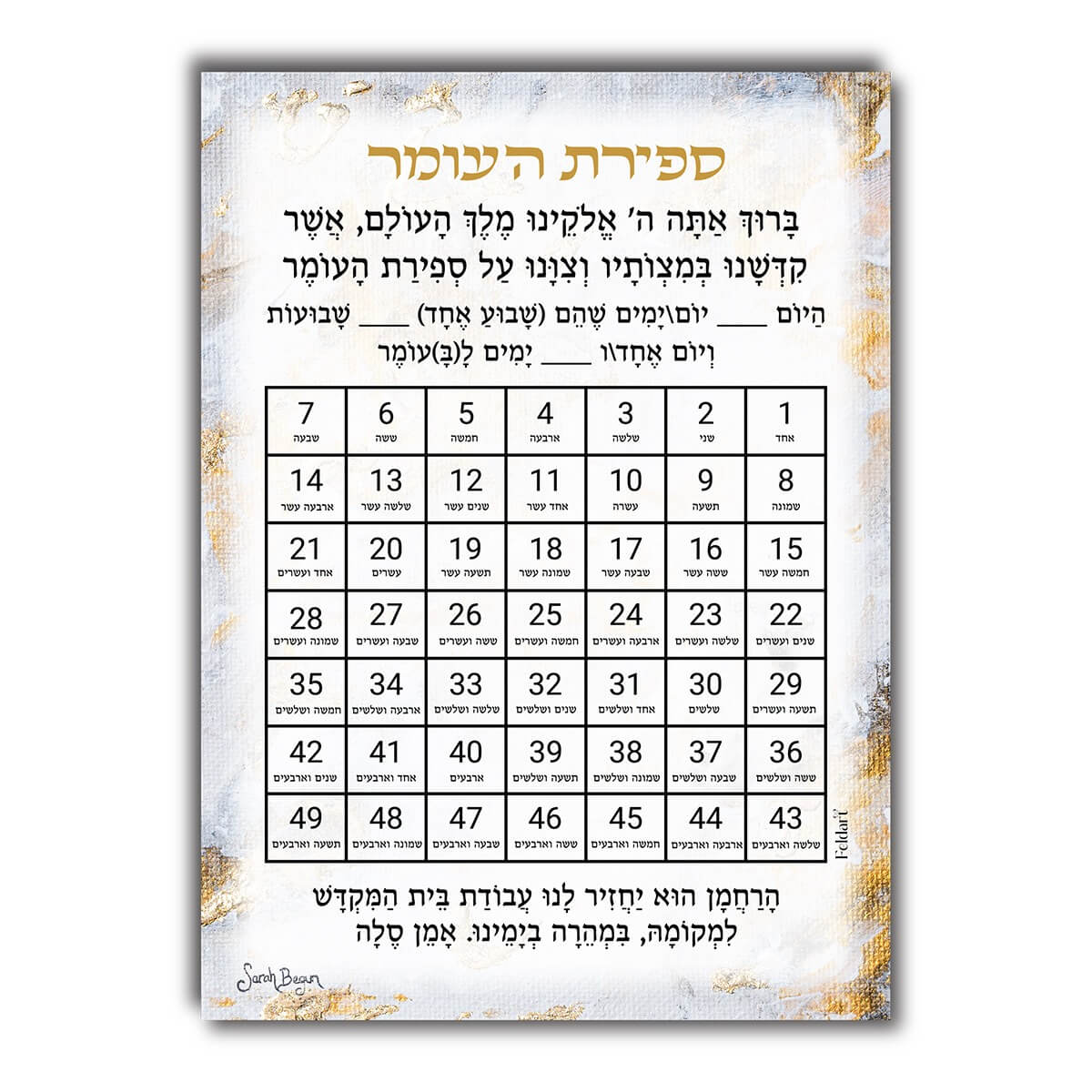 Sefiras Haomer Acrylic Fridge Magnet - Artwork by Sarah Begun