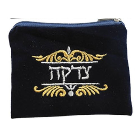 Assorted Velvet Tzedakah Bags- Dark Blue #2