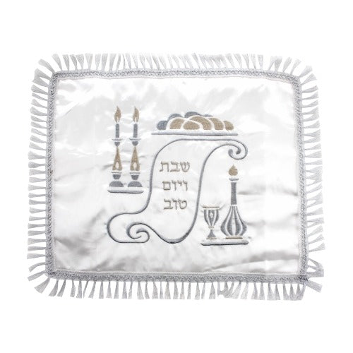 Satin Challah Cover-bottle And Silver Candlestick 48x58 Cm
