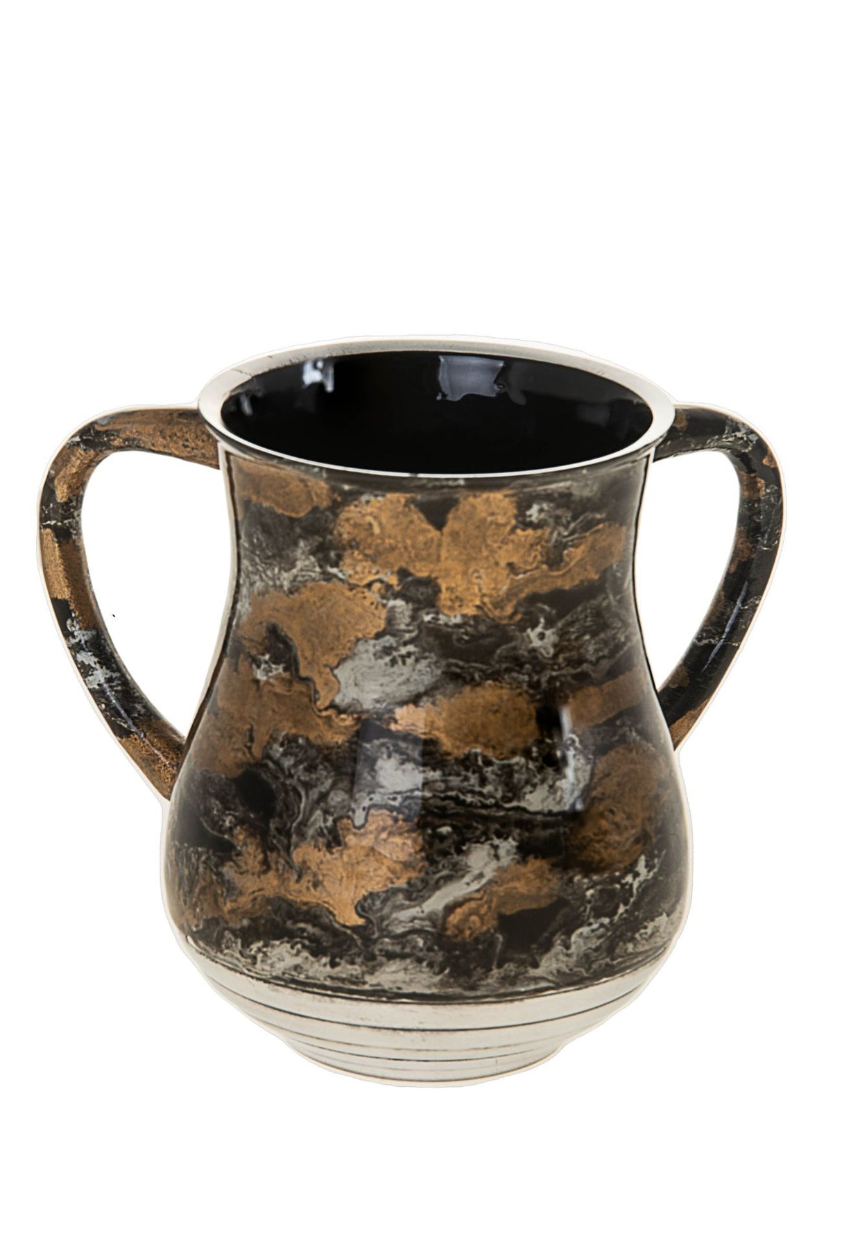 WASH CUP BLACK AND GOLD ENAMEL