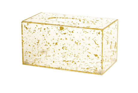 Tissue Holder Lucite Flakes Gold