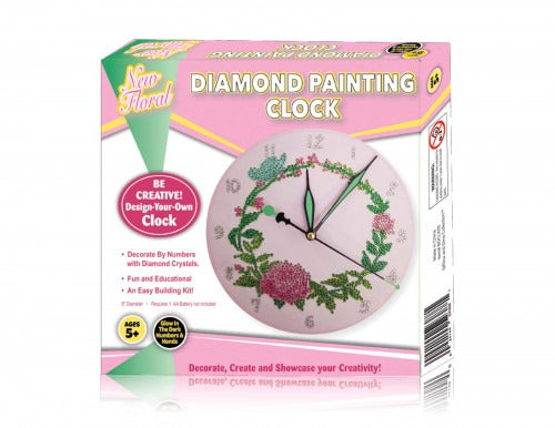 Diamond Painting Clock - Dina and Rina, Pink colour