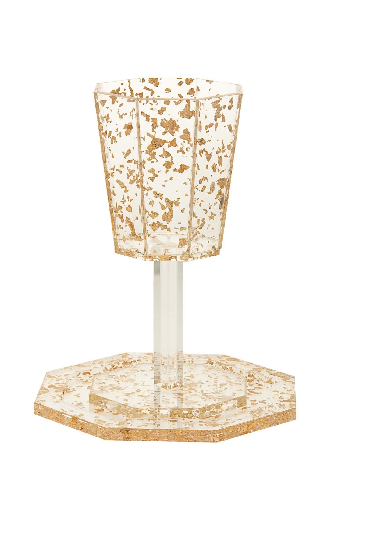 Elijah Cup and tray Lucite Flakes Gold