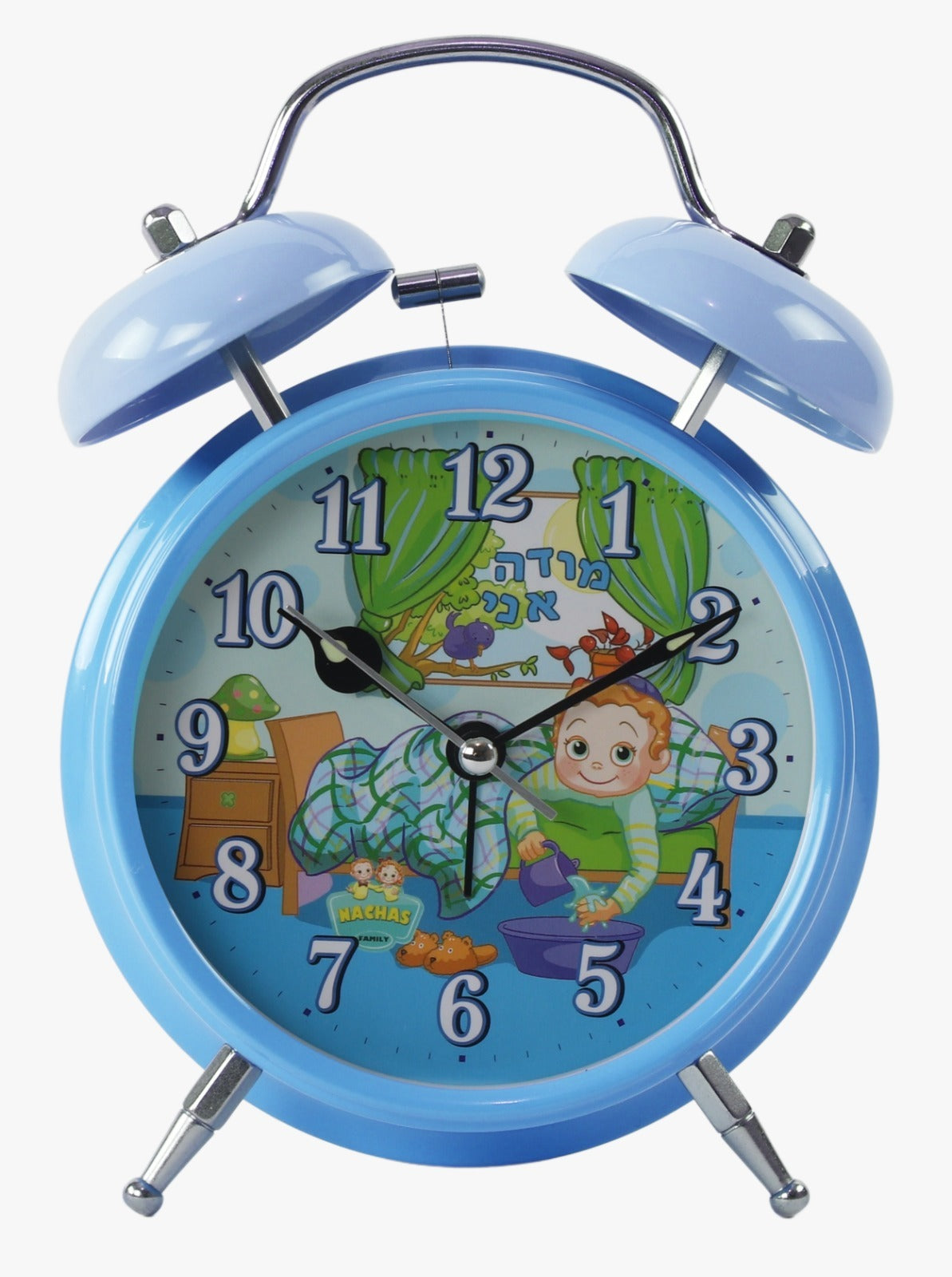 Modeh Ani Singing Alarm Clock Bell - Boy Blue 4.5x4.5 X 13/4"