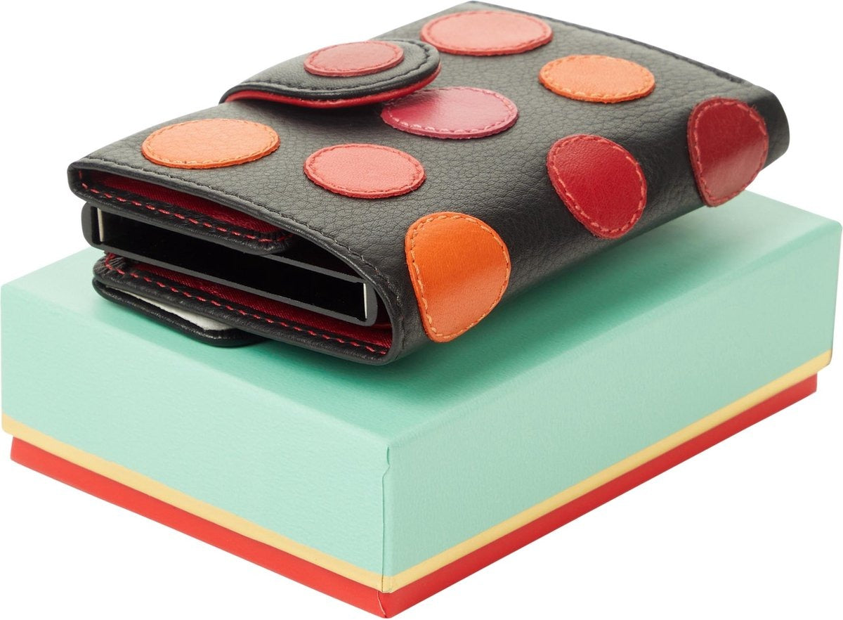 Visconti Leather Card Holder - Card Holder for Men and Women - Wallet RFID - Black Berry (P6)