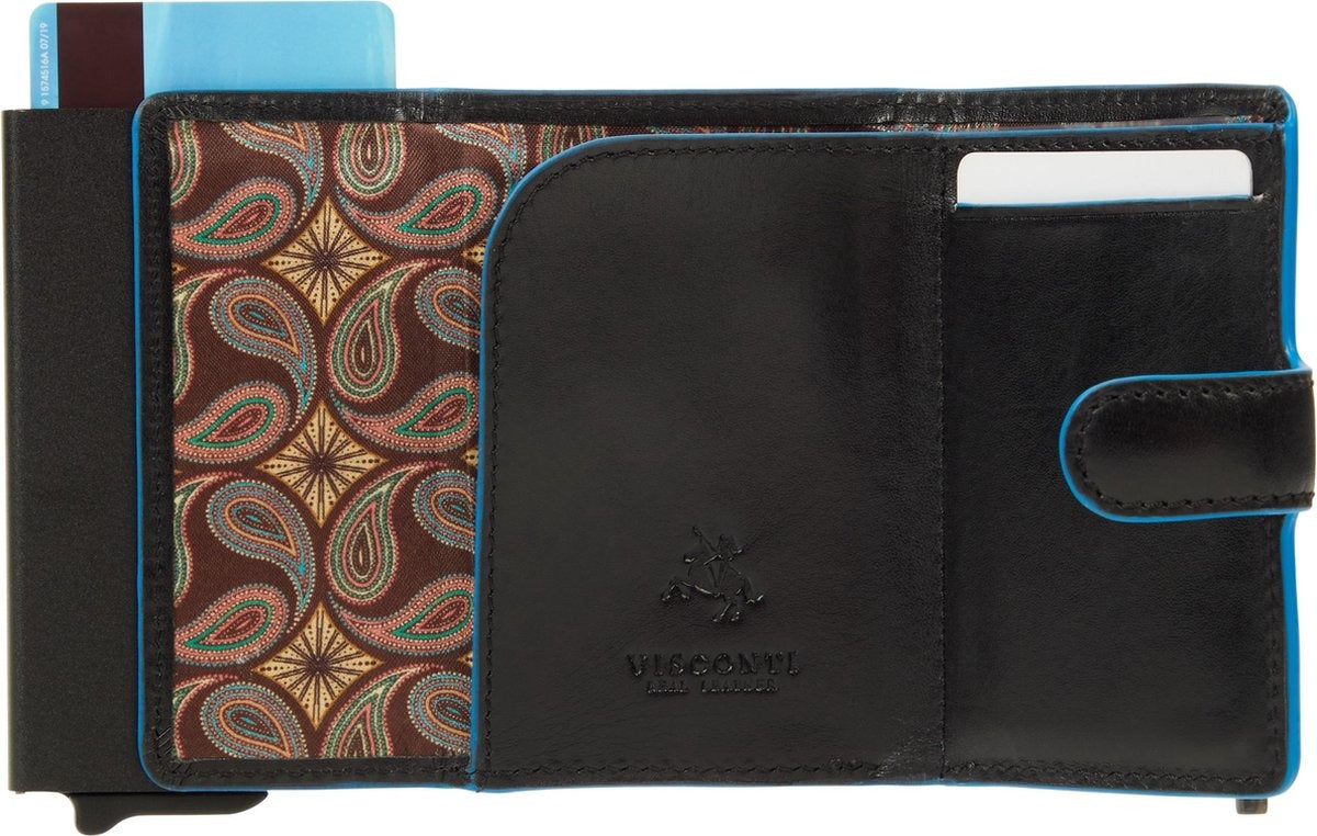 Visconti Leather Card Holder - Card Holder for Men and Women - Wallet RFID - Black (ALP97 Blk)
