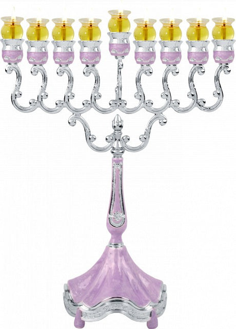 Menorah Marbleized Silver Plated-Pink