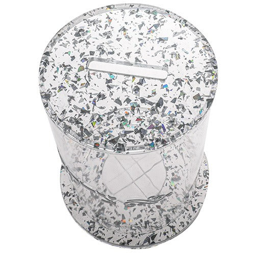 Perspex Tzedakah Box 12.5*10 cm- Silver