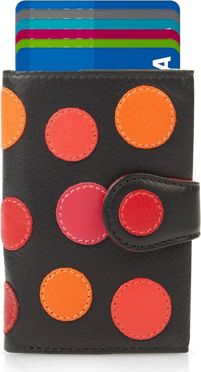 Visconti Leather Card Holder - Card Holder for Men and Women - Wallet RFID - Black Berry (P6)