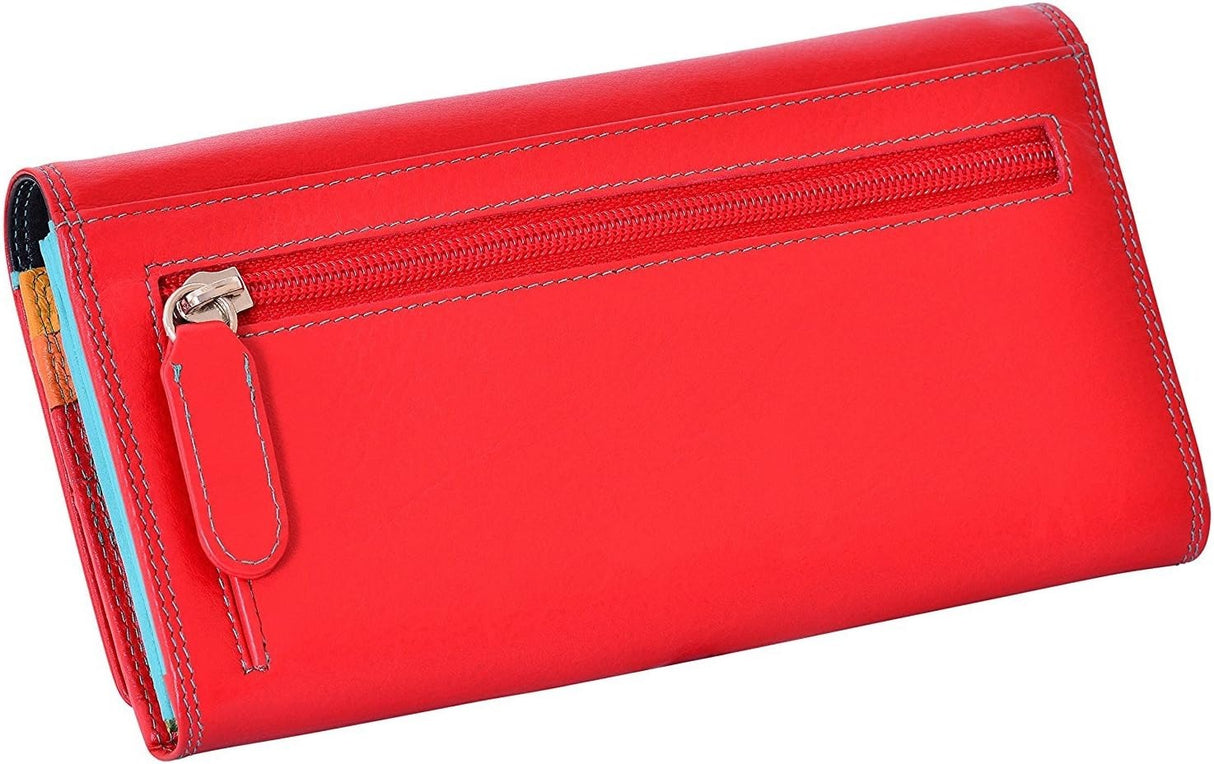 Visconti Spectrum 36 Ladies Soft Leather Wallet Large 7" x 4" x 1", Red/multi-coloured