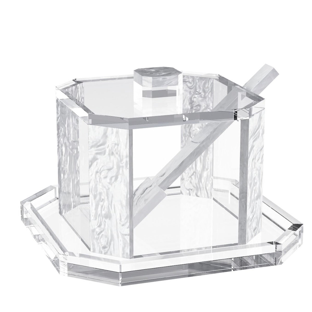 OCTAGON HONEY JAR - WHITE PEARL