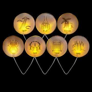 Sukkah Decoration: 7 Ushpizin Wall Lights Mini