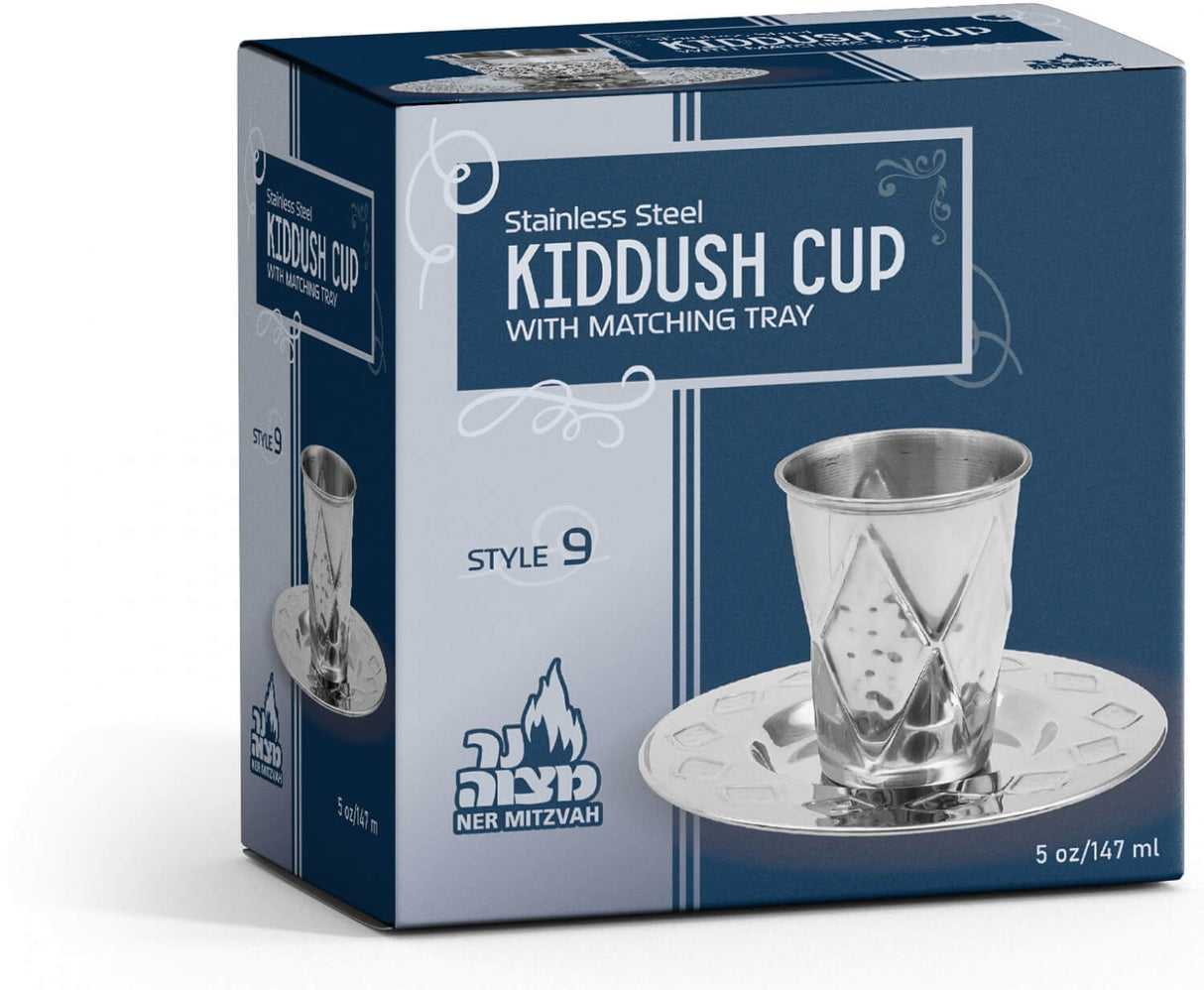 Kiddush Cup & Tray - Stainless Steel