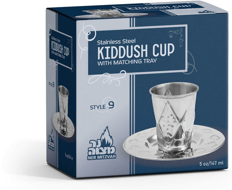 Kiddush Cup & Tray - Stainless Steel