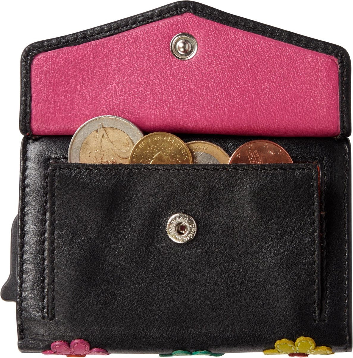 Visconti Leather Card Holder - Card Holder for Men and Women - Wallet RFID - Black Daisy (DS84)