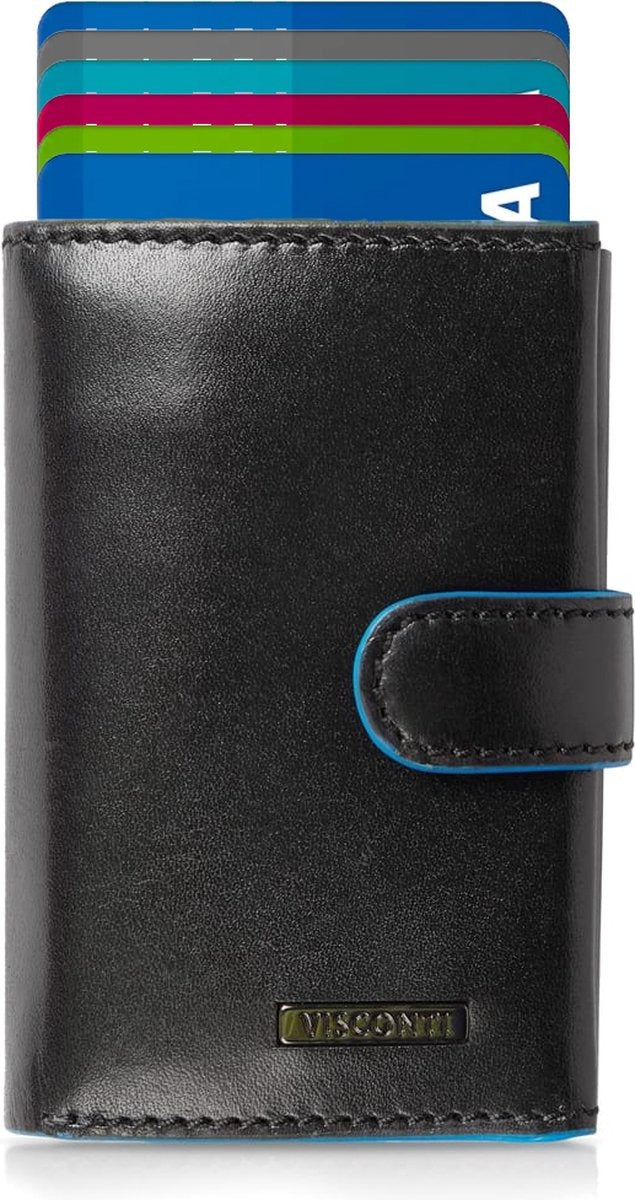 Visconti Leather Card Holder - Card Holder for Men and Women - Wallet RFID - Black (ALP97 Blk)