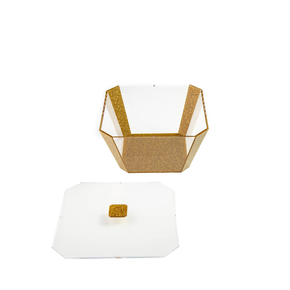 Salad Bowl With Lid Gold Glitter (Large)