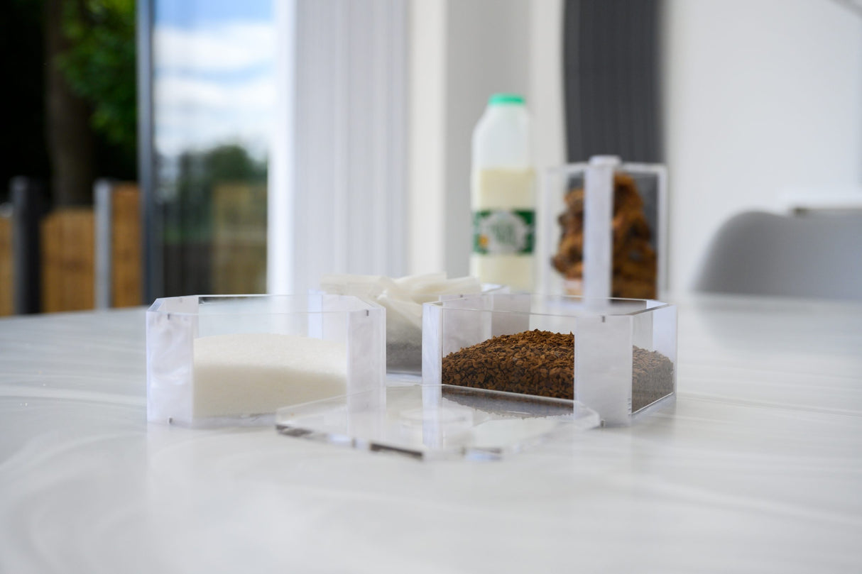 3 Split Compartments Coffee/Tea/Sugar White Pearl