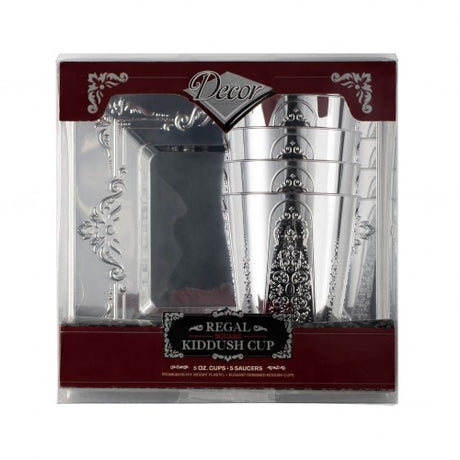 Regal - 5 Elegant Silver Wine Cups With Square Saucers 150ml / 5oz