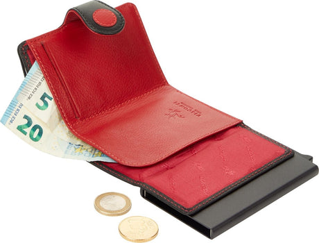 Visconti Leather Card Holder - Card Holder for Men and Women - Wallet RFID - Black Berry (P6)
