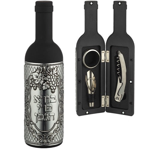 Set of Wine Accessories in a Bottle with plaque 23 cm