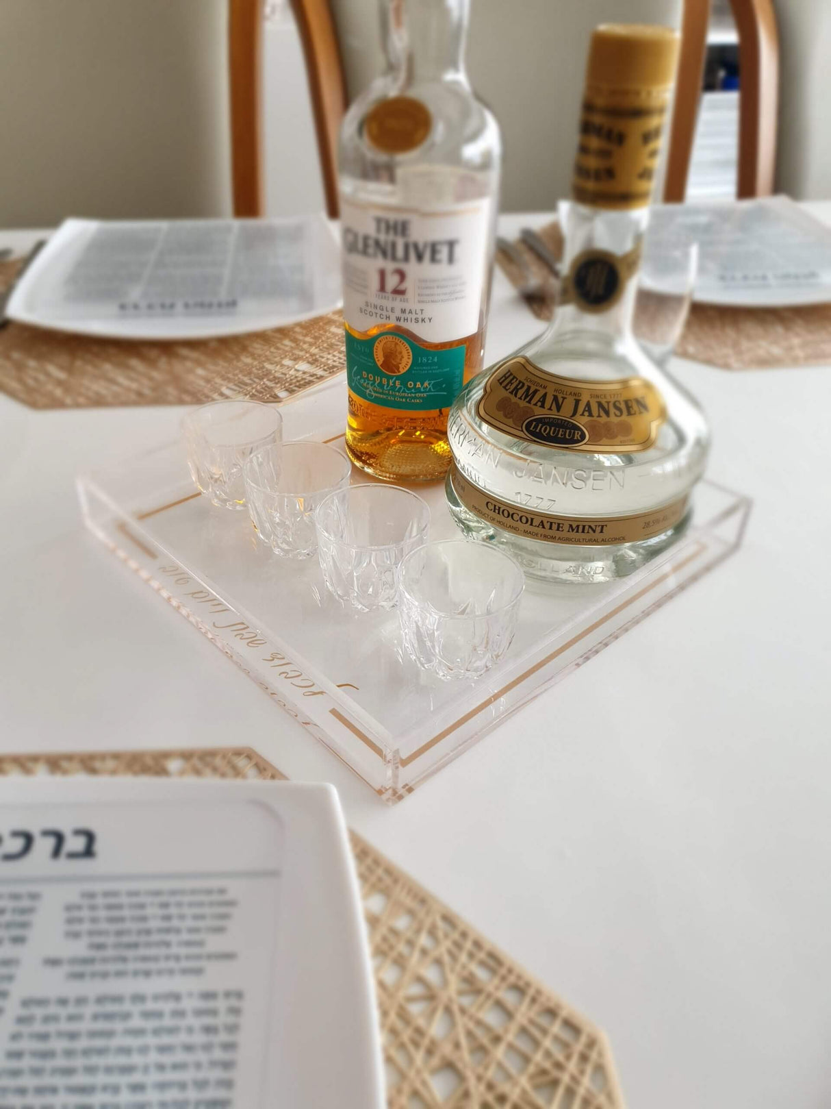 Acrylic Tray Gold With Rim