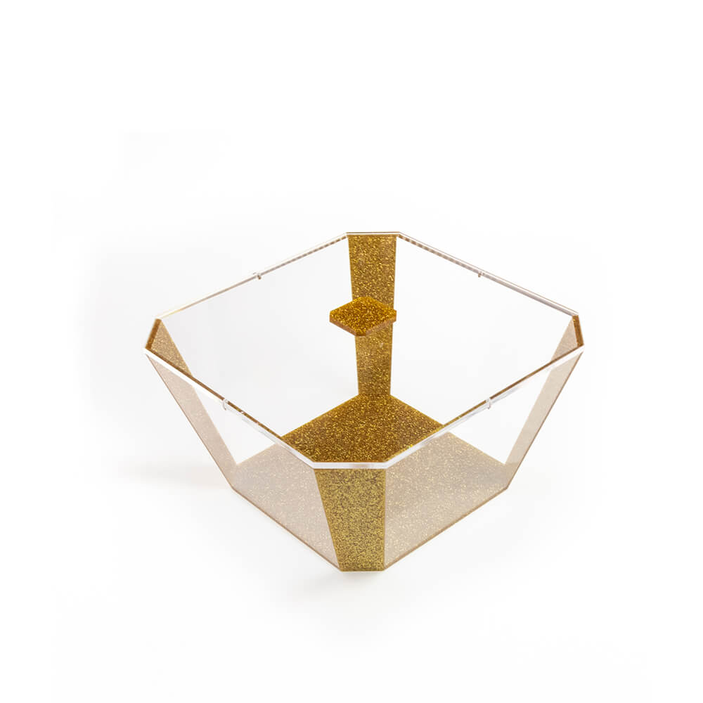 Salad Bowl With Lid Gold Glitter (Large)