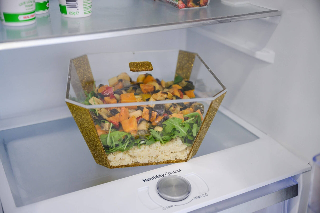 Salad Bowl With Lid Gold Glitter (Large)