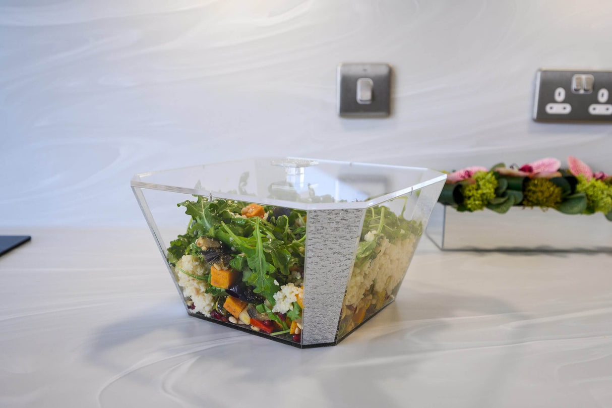 Salad Bowl With Lid Silver Glitter (Large)