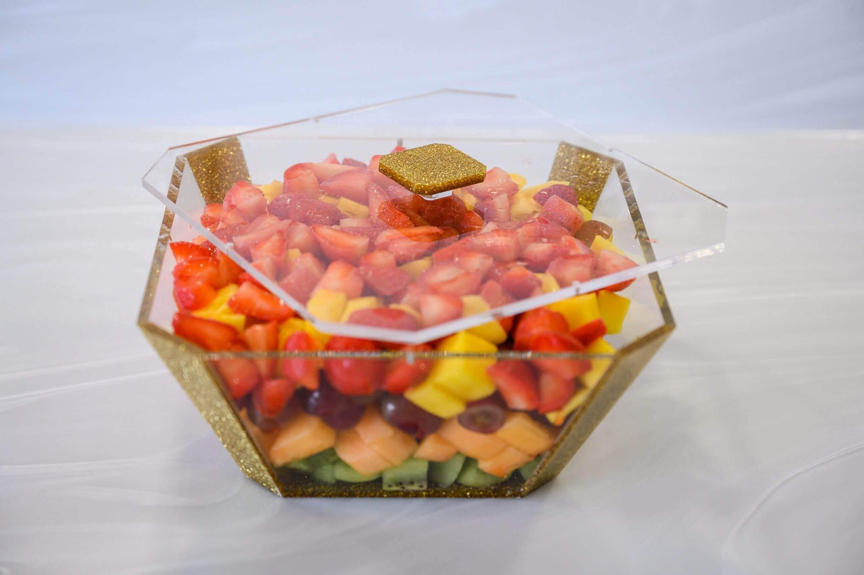 Salad Bowl With Lid Gold Glitter (Small)