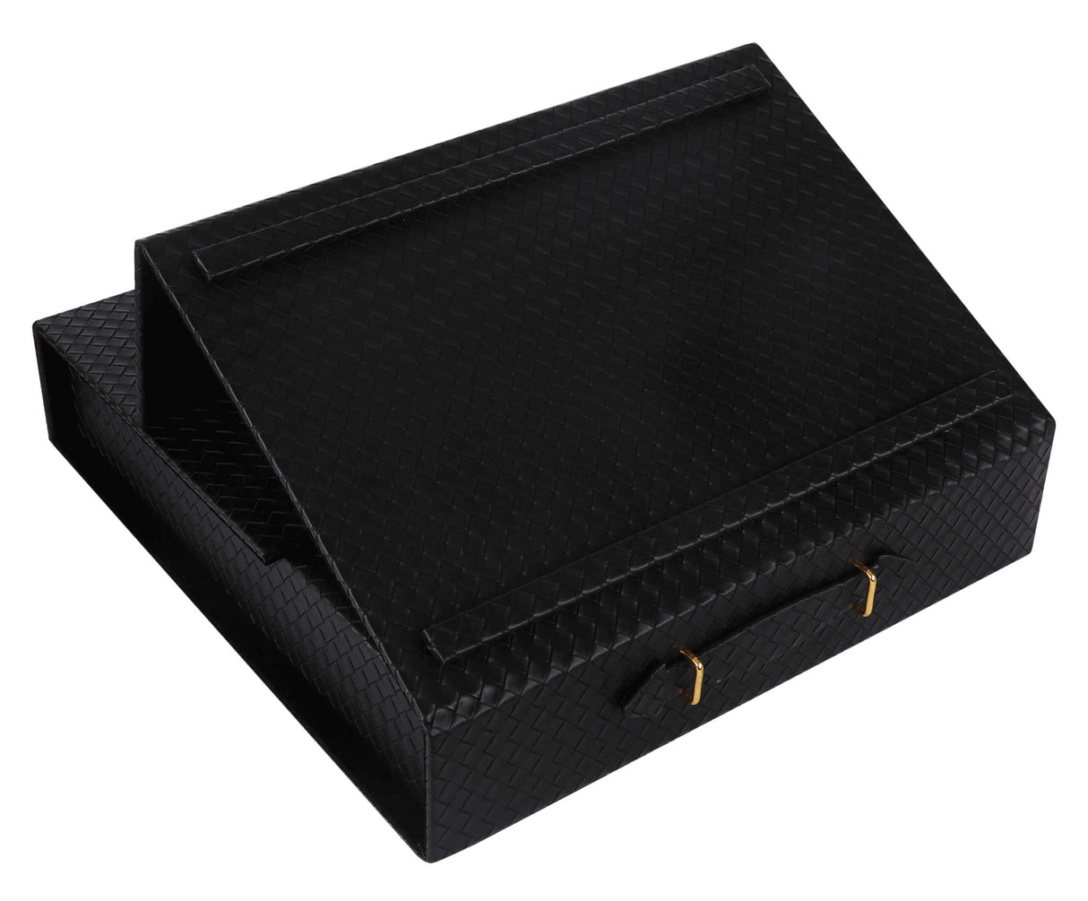 Black Faux Leather Portable & Adjustable Shtendable - 14.75x15"