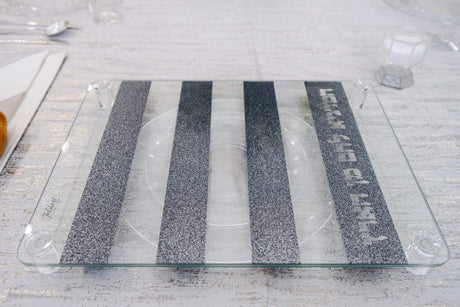 Glass Challah Board - Silver
