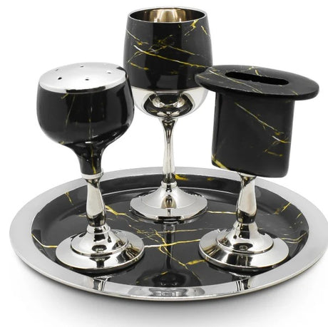 Aluminum Havdalah Set Black & Gold