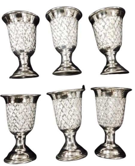 DIAMOND SET OF 6 CUPS SILVER DIPPED